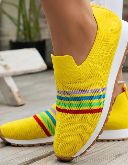 Load image into Gallery viewer, Women Casual Sneakers New Spring Autumn Breathable Mesh Sneakers Women Comfortable Rainbow Knitted Shallow Cut Flat Casual Shoes