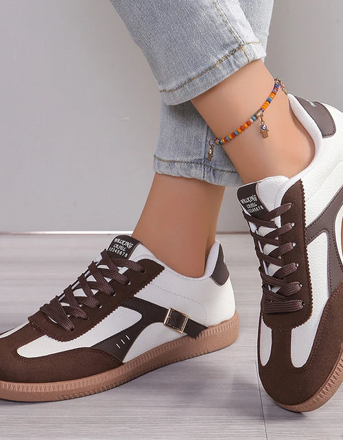 Load image into Gallery viewer, Lucyever Patchwork Flat Sole Sneakers for Women 2024 New Lace Up Casual Sports Shoes Woman Retro Soft Sole German Training Shoes