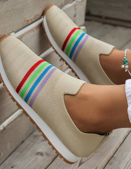 Load image into Gallery viewer, Women Casual Sneakers New Spring Autumn Breathable Mesh Sneakers Women Comfortable Rainbow Knitted Shallow Cut Flat Casual Shoes
