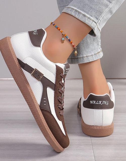 Load image into Gallery viewer, Lucyever Patchwork Flat Sole Sneakers for Women 2024 New Lace Up Casual Sports Shoes Woman Retro Soft Sole German Training Shoes