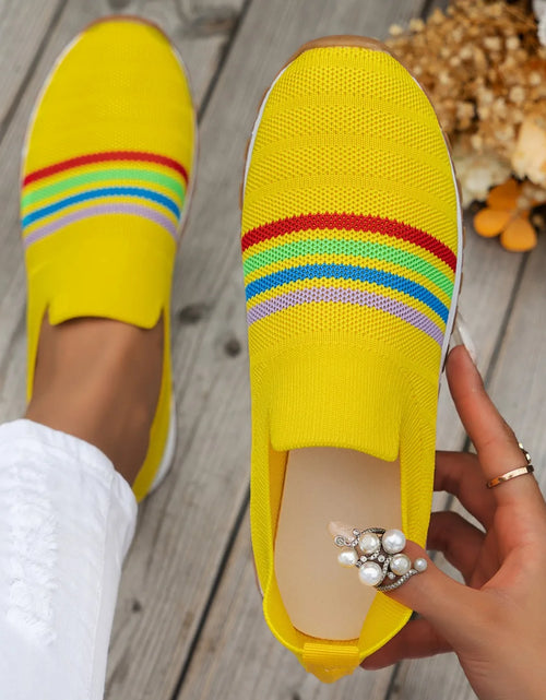 Load image into Gallery viewer, Women Casual Sneakers New Spring Autumn Breathable Mesh Sneakers Women Comfortable Rainbow Knitted Shallow Cut Flat Casual Shoes