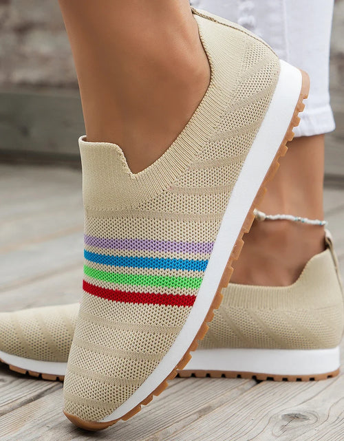 Load image into Gallery viewer, Women Casual Sneakers New Spring Autumn Breathable Mesh Sneakers Women Comfortable Rainbow Knitted Shallow Cut Flat Casual Shoes