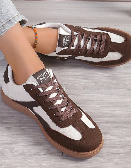Load image into Gallery viewer, Lucyever Patchwork Flat Sole Sneakers for Women 2024 New Lace Up Casual Sports Shoes Woman Retro Soft Sole German Training Shoes