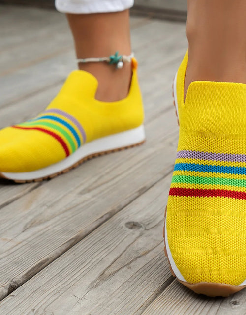 Load image into Gallery viewer, Women Casual Sneakers New Spring Autumn Breathable Mesh Sneakers Women Comfortable Rainbow Knitted Shallow Cut Flat Casual Shoes