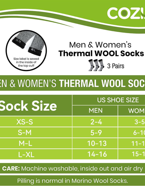 Load image into Gallery viewer, Merino Wool Socks for Men and Women Warm Thermal Boot Hiking Socks 3 Pairs
