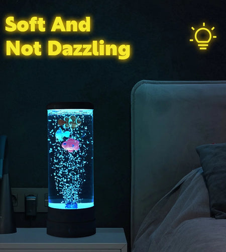 LED Fish Lamp round with Vibrant 6 Color Changing Light Effects. the Large Sensory Synthetic Jelly Fish Tank Aquarium Mood Lamp.Ideal Gift