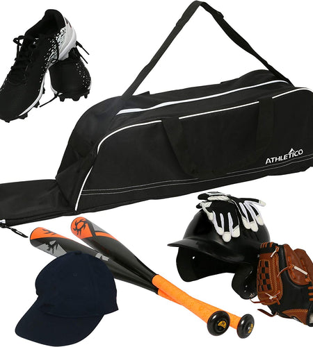 Baseball Tote Bag - Tote Bag for Baseball, T-Ball & Softball Equipment & Gear for Kids, Youth, and Adults | Holds Bat, Helmet, Glove, & Shoes | Fence Hook