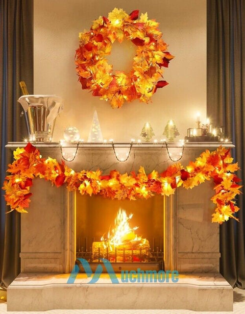 Load image into Gallery viewer, 9.8FT Fall Thanksgiving Maple Leaves 20 LED Light Lamp Garland Festival Decor
