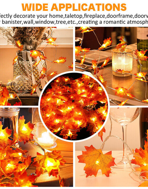 Load image into Gallery viewer, 9.8FT Fall Thanksgiving Maple Leaves 20 LED Light Lamp Garland Festival Decor
