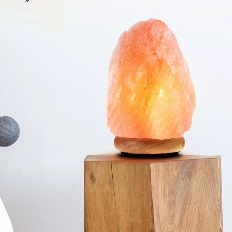 Himalayan Salt Lamp with Dimmer Switch, Handcrafted with Wooden