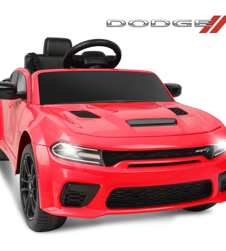 Dodge Electric Ride on Cars for Kids, 12V Licensed Dodge Charger SRT Powered Ride on Toys Cars with Parent Remote Control, Electric Car for Girls 3-5 W/Music Player/Led Headlights/Safety Belt, White