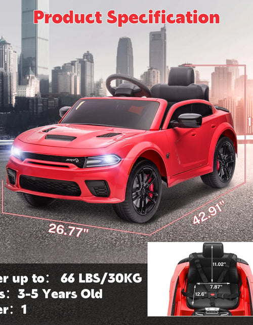 Load image into Gallery viewer, Dodge Electric Ride on Cars for Kids, 12V Licensed Dodge Charger SRT Powered Ride on Toys Cars with Parent Remote Control, Electric Car for Girls 3-5 W/Music Player/Led Headlights/Safety Belt, White
