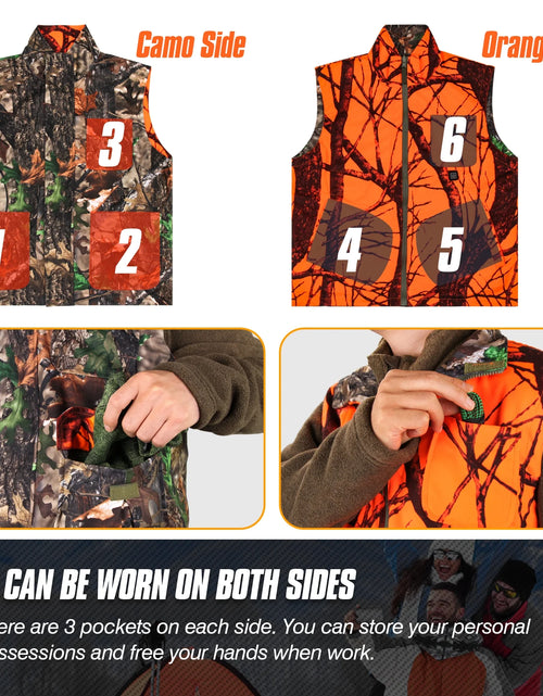 Load image into Gallery viewer, Hunting Heated Vest, Camo Orange Reversible Vest, Game Vest Jacket for Hunting, Lightweight Heating Vest (M)
