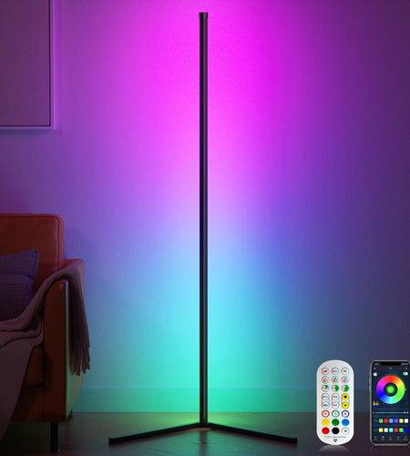 Led Corner Floor Lamp, Smart RGB Floor Lamp with App&Remote, 16 Million Colors Changing, Music Sync, Modern Corner Led Light for Bedroom Living Room and Gaming Room, Timing&Schedule