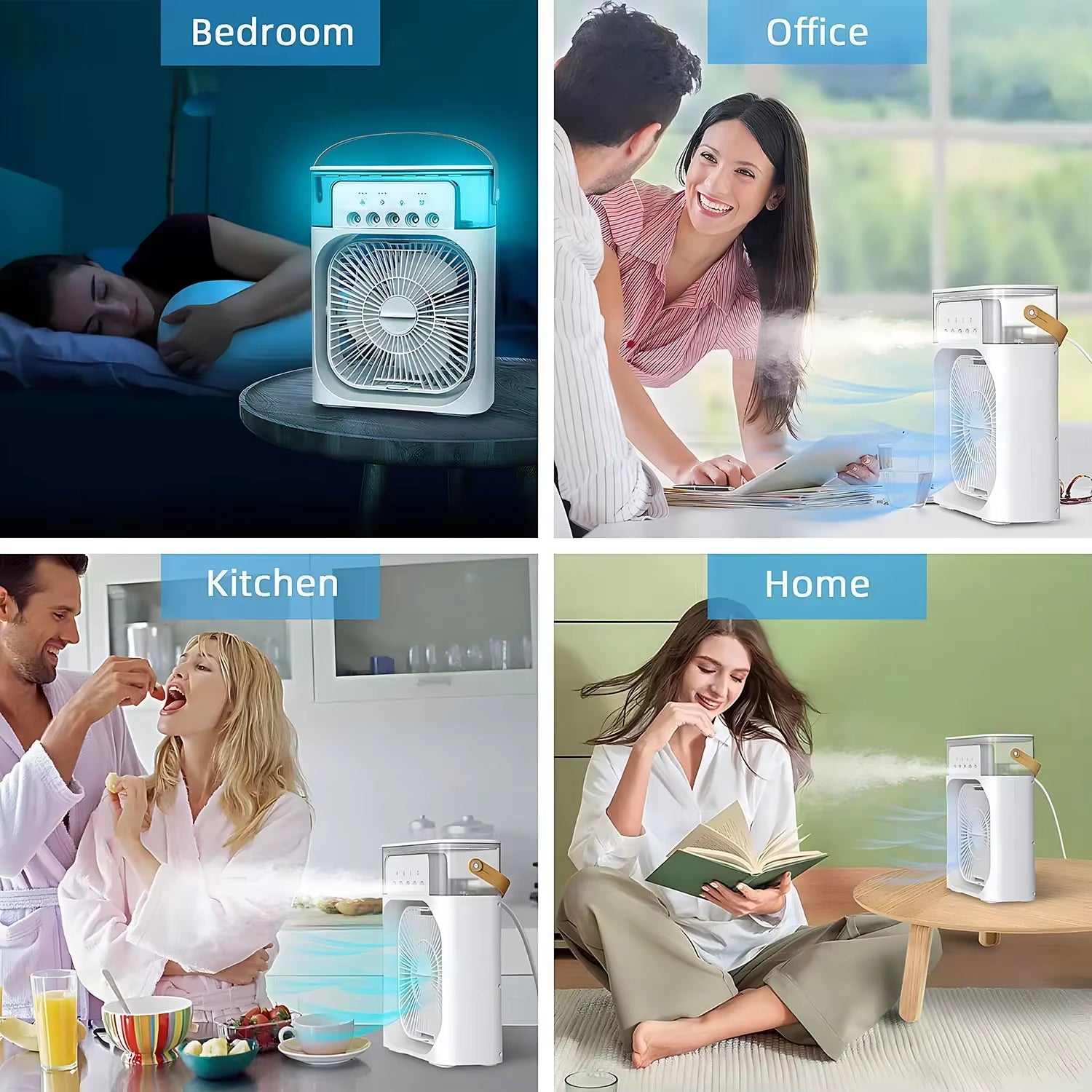 Portable Fan Air Conditioners USB Electric Fan LED Night Light Water Mist Fun 3 in 1 Air Humidifie for Home