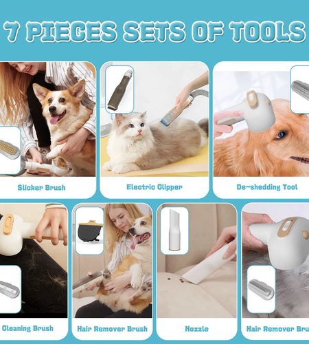 Dog Grooming Kit 2L Pet Hair Grooming Vacuum with 5 Pet Grooming Tools
