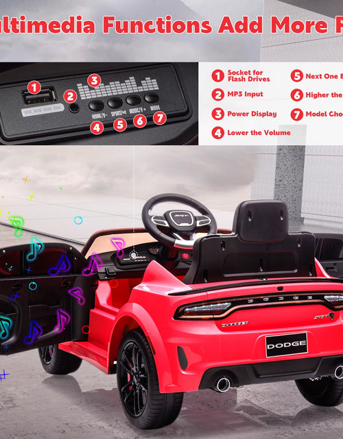 Load image into Gallery viewer, Dodge Electric Ride on Cars for Kids, 12V Licensed Dodge Charger SRT Powered Ride on Toys Cars with Parent Remote Control, Electric Car for Girls 3-5 W/Music Player/Led Headlights/Safety Belt, White
