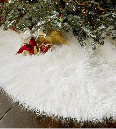 48 Inch Christmas Tree Plush Skirt Decoration for Merry Christmas Party Faux Fur Christmas Tree Skirt Decorations