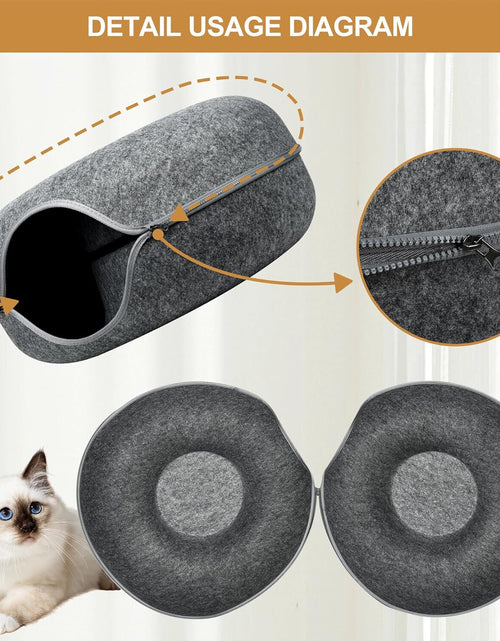 Load image into Gallery viewer, Peekaboo Cat Cave EXTRA LARGE Cat Tunnel Bed Indoor Cats, Cat Donut,Gray, USA
