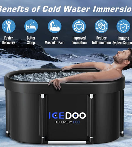 Upgrade XL 129 Gal Large Oval Ice Bath Tub for Athletes,Multiple Layered Portable Outdoor Cold Plunge Tub for Recovery