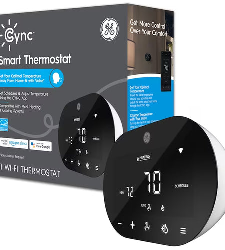 Black Smart Thermostat with Wi-Fi Compatibility