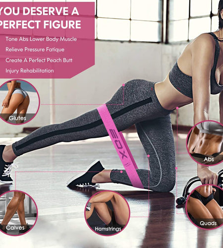 Exercise Resistance Fabric Loop Bands, Non-Slip Resistance Workout Bands for Legs & Butt and Glutes, 5 Resistance Levels Hip Training Bands