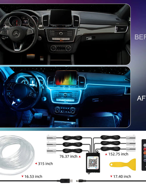 Load image into Gallery viewer, LED Car Interior Ambient Strip Lights RGB Fiber Optic Atmosphere Neon Lighting Kit W/ APP Remote Control Auto Decorative Lamps
