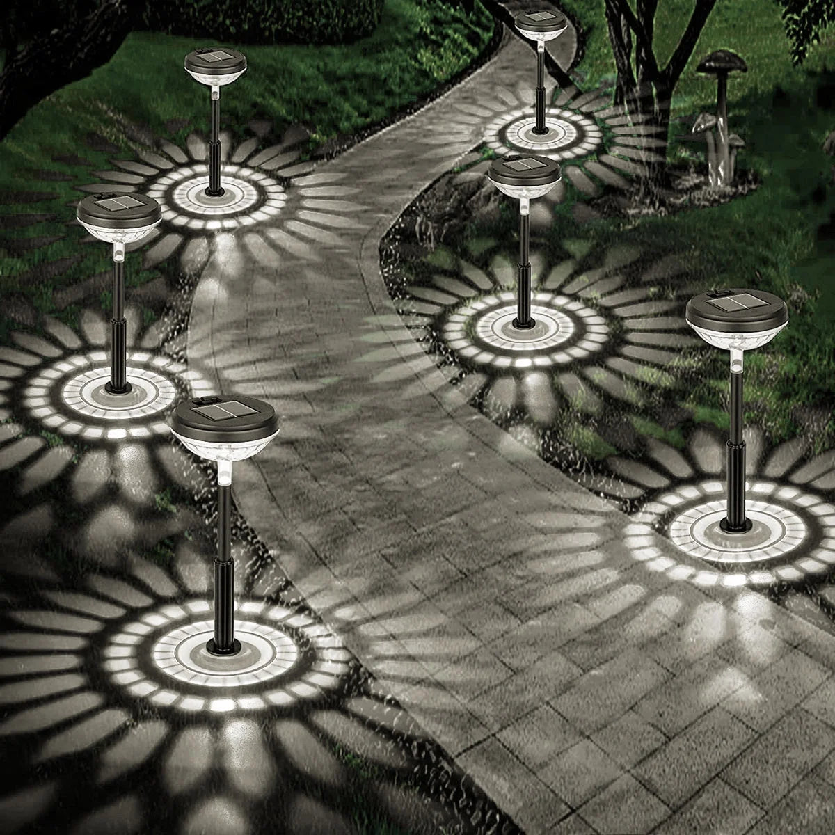 Solar Pathway Lights 6 Pack, Waterproof Solar Outdoor Lights, LED Landscape Lighting for Walkway Yard Garden Lawn Patio (Multicolor & Warm White)