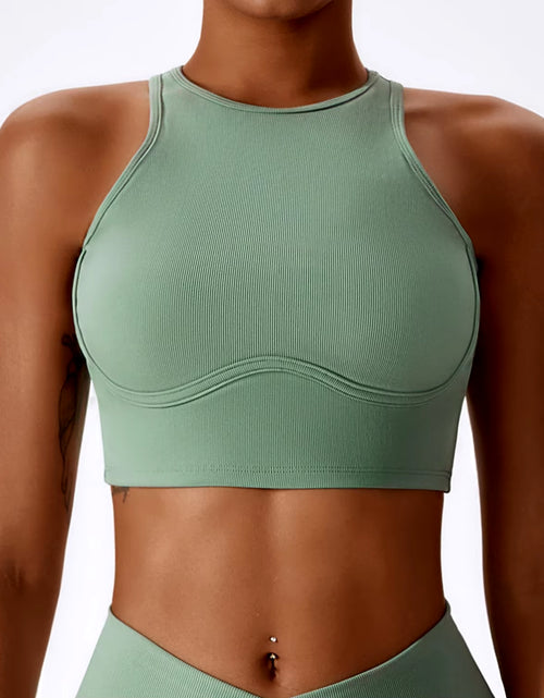 Load image into Gallery viewer, Women Shockproof Gathered Fitness Push up Female Underwear Crop Top Run Gym Workout Bralette Sports Bra Fixed Cups Vest Yoga Top
