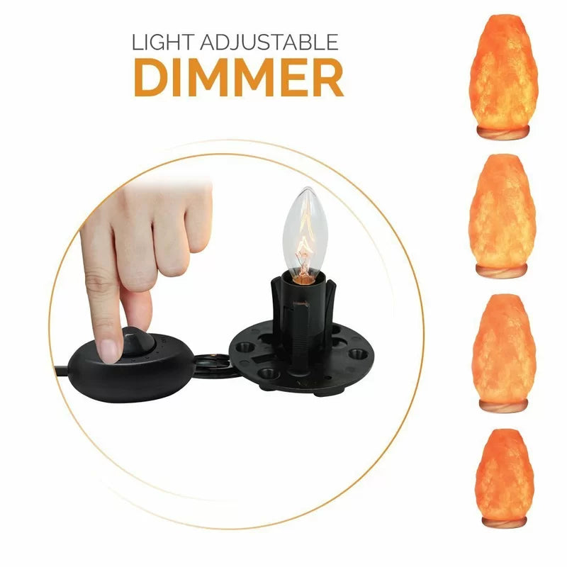 Himalayan Salt Lamp with Dimmer Switch, Handcrafted with Wooden