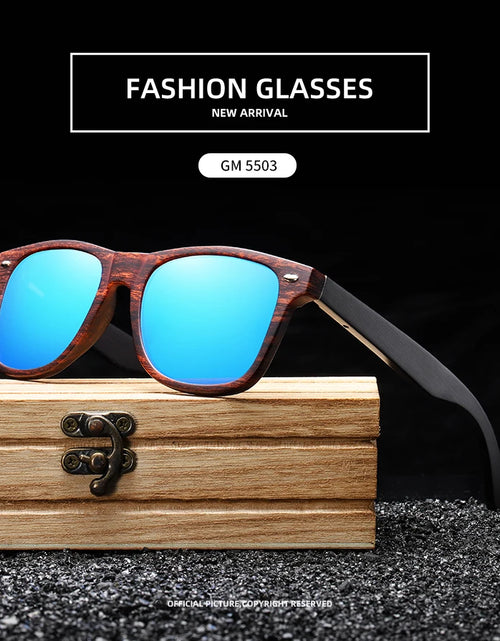 Load image into Gallery viewer, GM Handmade Natural Wooden Sunglasses Men Polarized Eyewear Women Mirror Vintage Oculos de sol masculino UV400 Polarized Lens
