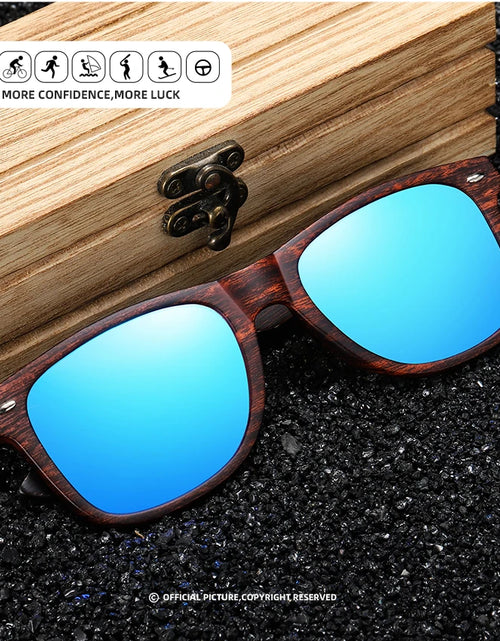 Load image into Gallery viewer, GM Handmade Natural Wooden Sunglasses Men Polarized Eyewear Women Mirror Vintage Oculos de sol masculino UV400 Polarized Lens
