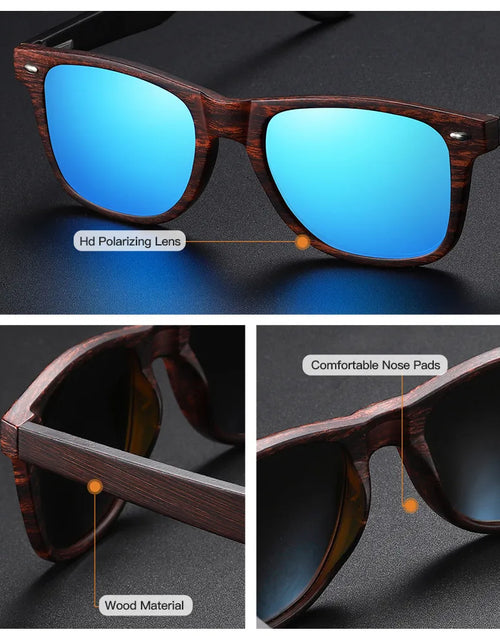 Load image into Gallery viewer, GM Handmade Natural Wooden Sunglasses Men Polarized Eyewear Women Mirror Vintage Oculos de sol masculino UV400 Polarized Lens
