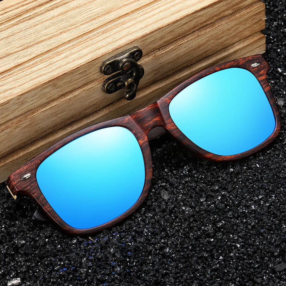 GM Handmade Natural Wooden Sunglasses Men Polarized Eyewear Women Mirror Vintage Oculos de sol masculino UV400 Polarized Lens