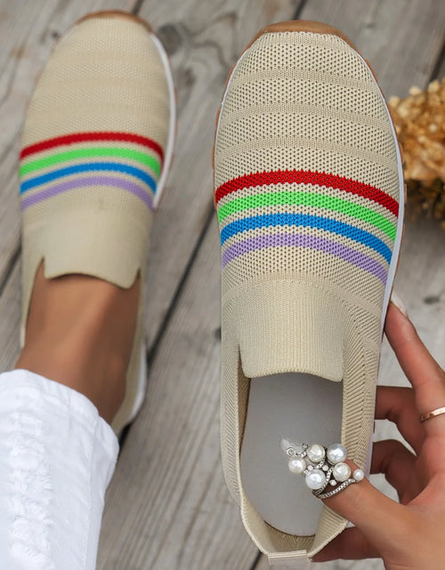 Load image into Gallery viewer, Women Casual Sneakers New Spring Autumn Breathable Mesh Sneakers Women Comfortable Rainbow Knitted Shallow Cut Flat Casual Shoes
