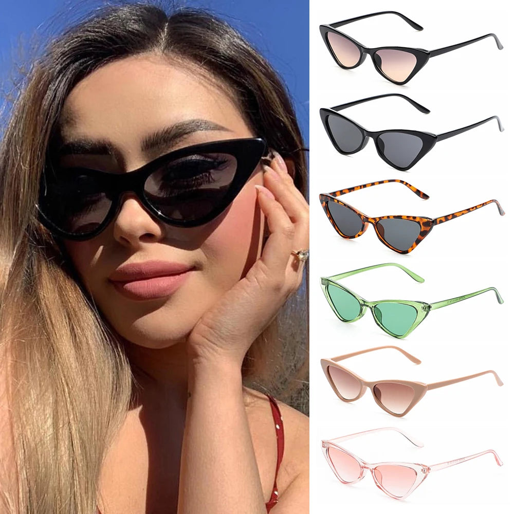 Triangle Cat Eye Sunglasses for Women Small Frame Retro Cateye Sun Glasses Luxury Brand Designer UV400 Protection Eyewear Shades