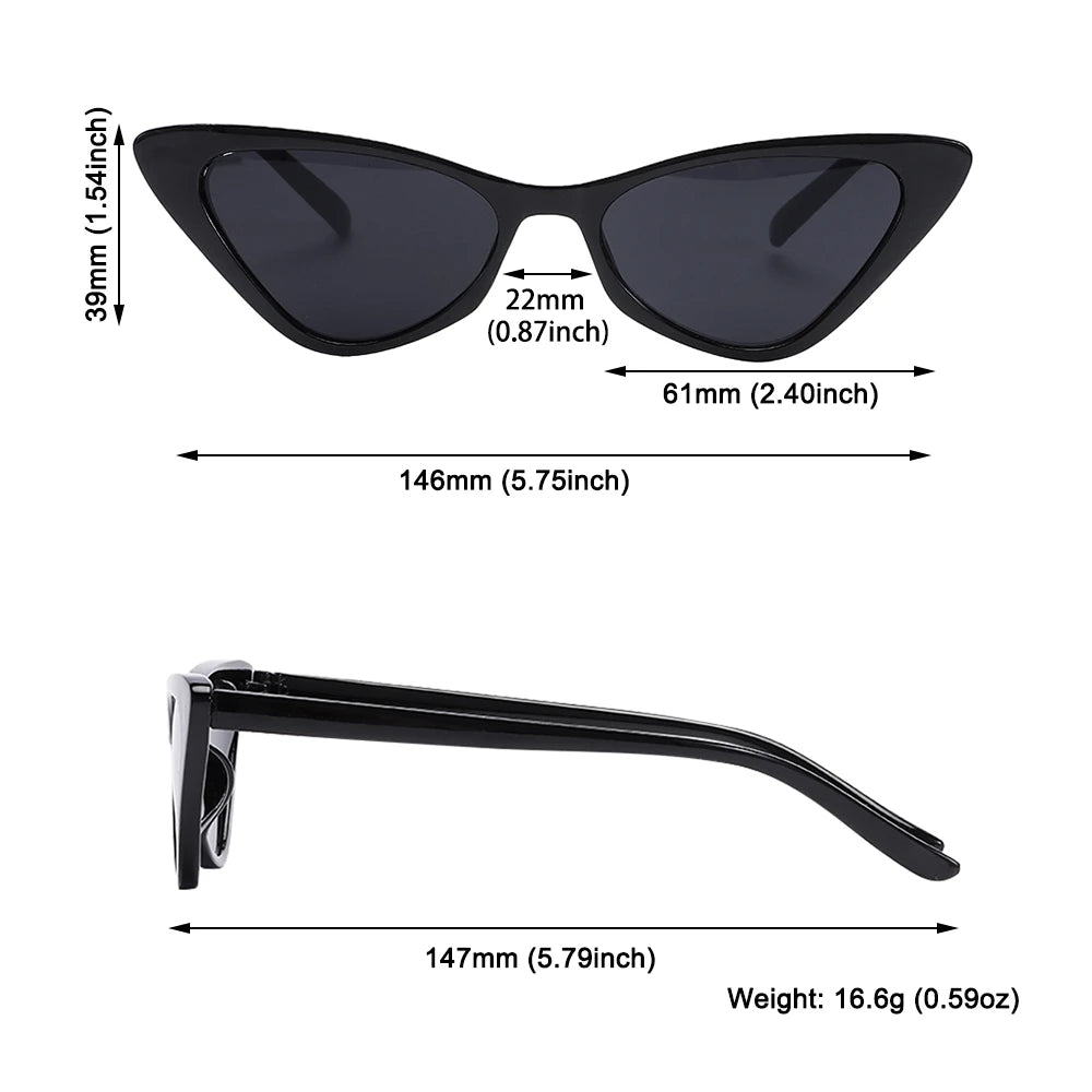 Triangle Cat Eye Sunglasses for Women Small Frame Retro Cateye Sun Glasses Luxury Brand Designer UV400 Protection Eyewear Shades