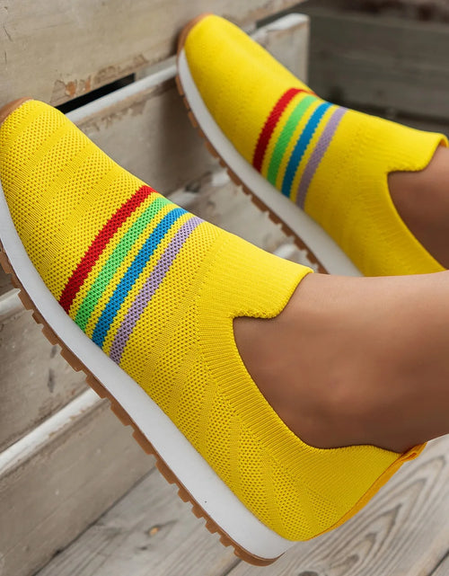 Load image into Gallery viewer, Women Casual Sneakers New Spring Autumn Breathable Mesh Sneakers Women Comfortable Rainbow Knitted Shallow Cut Flat Casual Shoes
