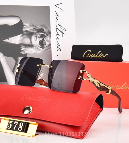 Square Leopard Head Sunglasses Gradient Women Retro Metal Quality Shades Classic Men SunEyewear UV400 Oculos De Sol