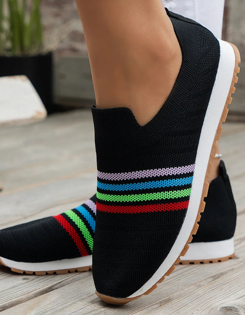 Load image into Gallery viewer, Women Casual Sneakers New Spring Autumn Breathable Mesh Sneakers Women Comfortable Rainbow Knitted Shallow Cut Flat Casual Shoes
