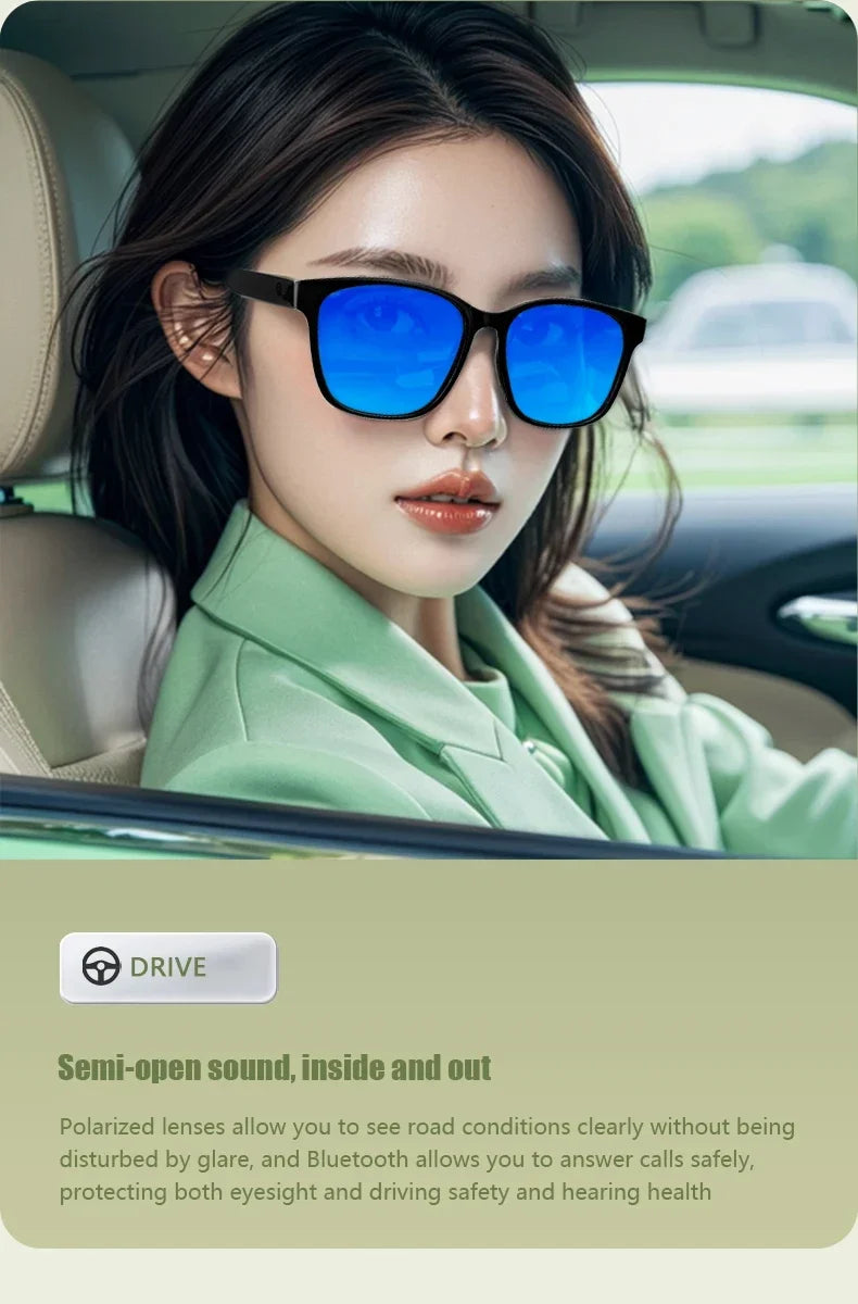 2024 Smart Sunglasses Bluetooth Glasses Listening to Music, Calling, Navigation, Anti UV Polarization Lens Suitable for Driving