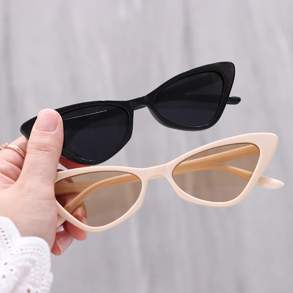 Triangle Cat Eye Sunglasses for Women Small Frame Retro Cateye Sun Glasses Luxury Brand Designer UV400 Protection Eyewear Shades