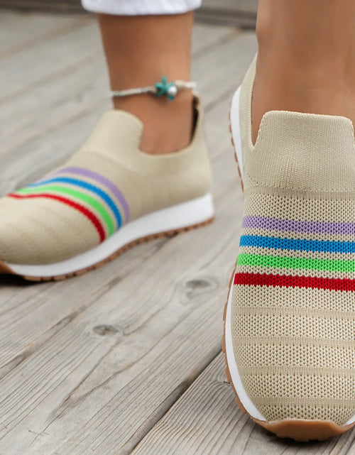 Load image into Gallery viewer, Women Casual Sneakers New Spring Autumn Breathable Mesh Sneakers Women Comfortable Rainbow Knitted Shallow Cut Flat Casual Shoes
