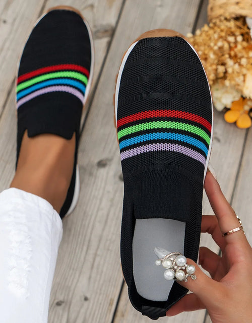 Load image into Gallery viewer, Women Casual Sneakers New Spring Autumn Breathable Mesh Sneakers Women Comfortable Rainbow Knitted Shallow Cut Flat Casual Shoes
