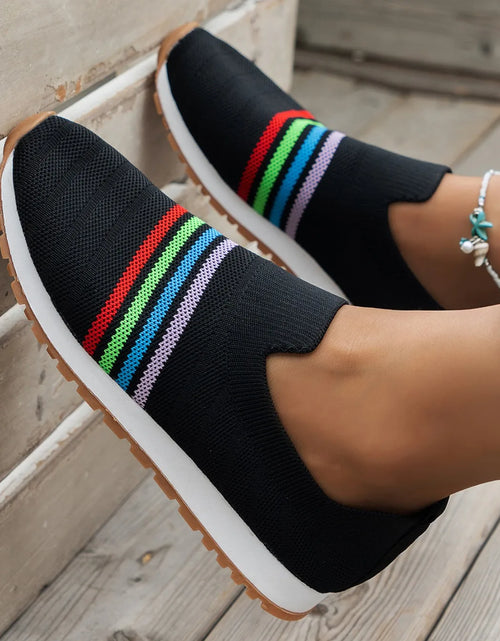 Load image into Gallery viewer, Women Casual Sneakers New Spring Autumn Breathable Mesh Sneakers Women Comfortable Rainbow Knitted Shallow Cut Flat Casual Shoes
