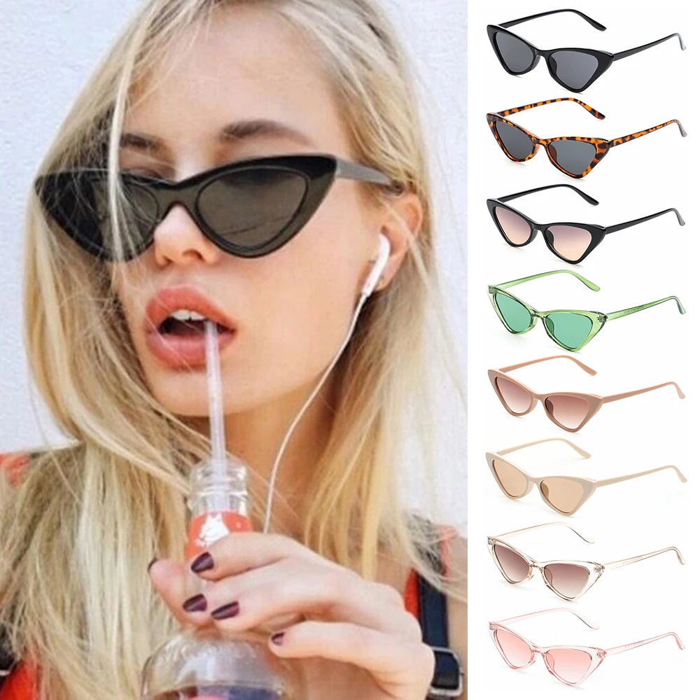 Triangle Cat Eye Sunglasses for Women Small Frame Retro Cateye Sun Glasses Luxury Brand Designer UV400 Protection Eyewear Shades