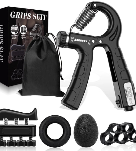 Hand Grip Strengthener 5-In-1, Adjustable Forearm Grip Strength Trainer for Finger Wrist