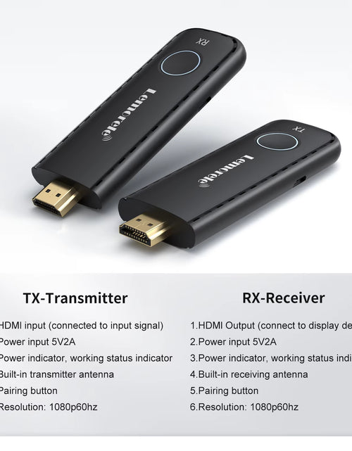 Load image into Gallery viewer, Lemorele 50M Hdmi Wireless Transmitter and Receiver Multiple to 1 Display Dongle for Camera Laptop PC to TV Monitor Projector
