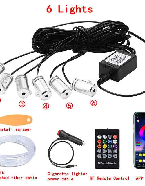 Load image into Gallery viewer, LED Car Interior Ambient Strip Lights RGB Fiber Optic Atmosphere Neon Lighting Kit W/ APP Remote Control Auto Decorative Lamps
