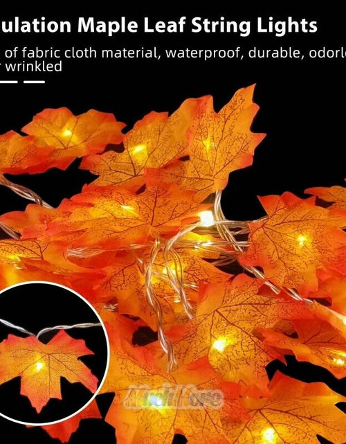 Load image into Gallery viewer, 9.8FT Fall Thanksgiving Maple Leaves 20 LED Light Lamp Garland Festival Decor
